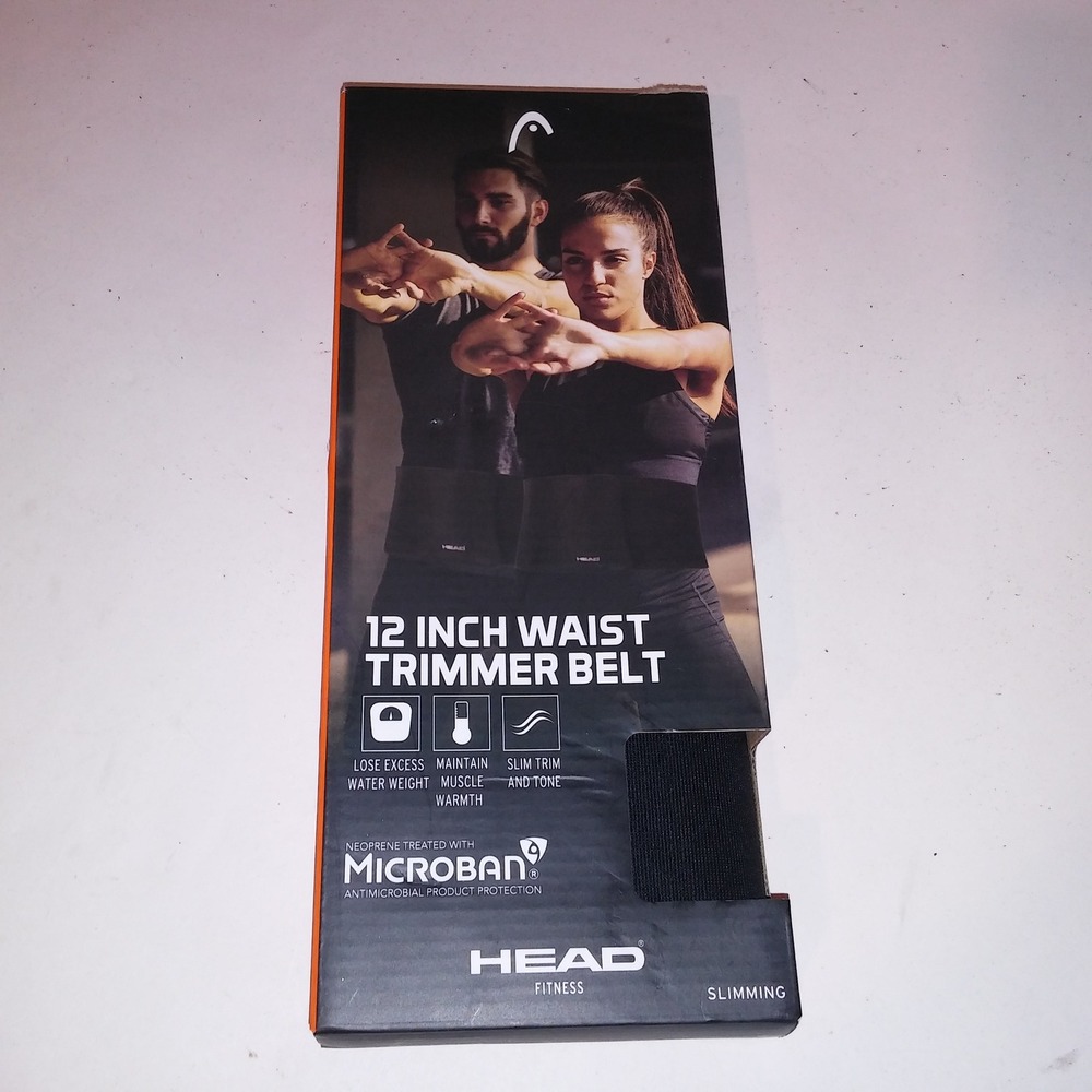 Head Fitness 12 inch Waist Trimmer Belt Slimming Black New